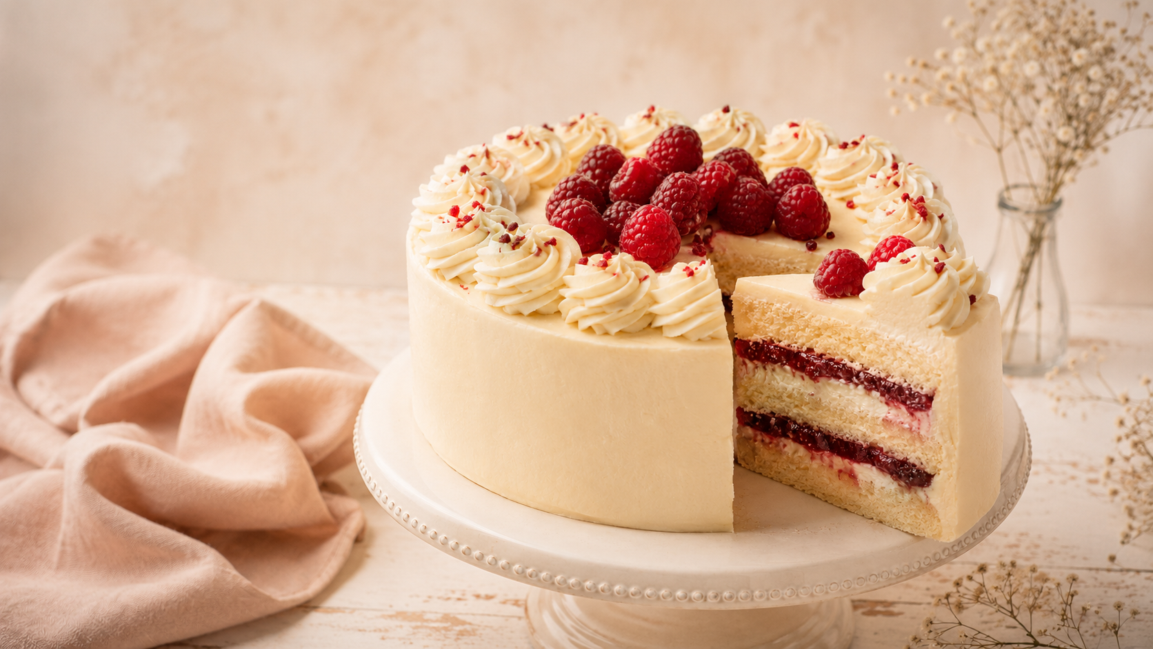 Torta de frambuesa y crema de Dulces Martina